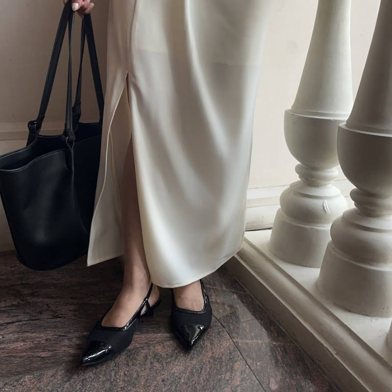 Meredith Mesh Sling Back Heels - Nightfall