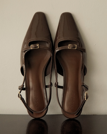 Aubrey Petite-Heel Slingback - Mocha Gloss