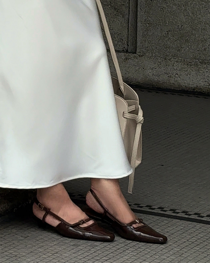 Aubrey Petite-Heel Slingback - Mocha Gloss