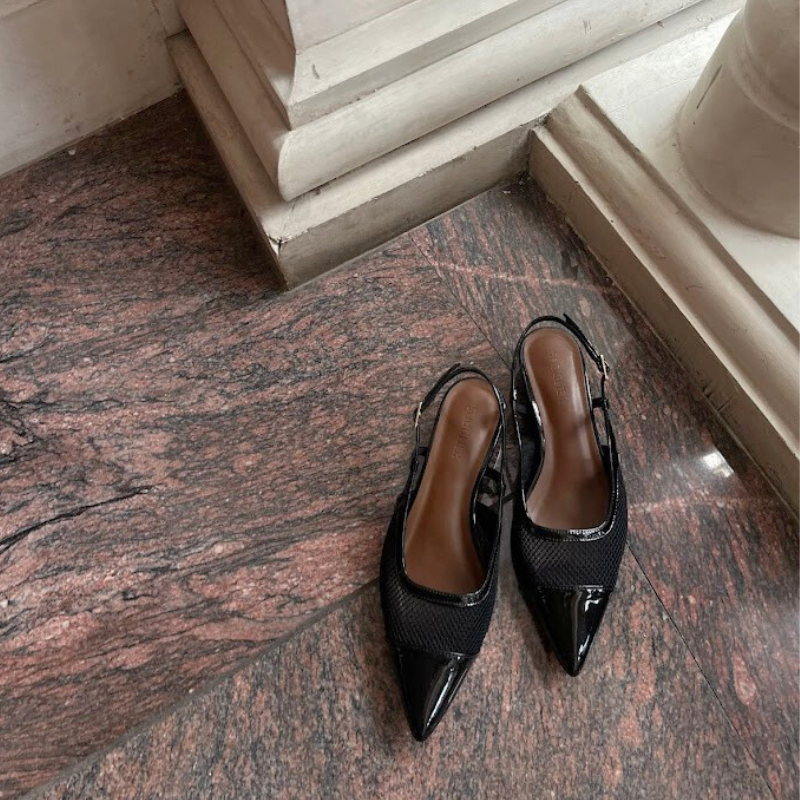 Meredith Mesh Sling Back Heels - Nightfall