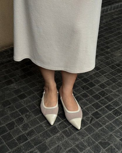 Meredith Mesh Sling Back Heels - Oat