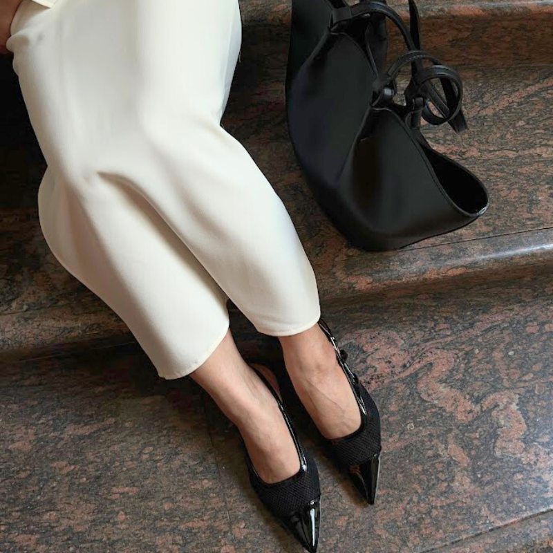 Meredith Mesh Sling Back Heels - Nightfall
