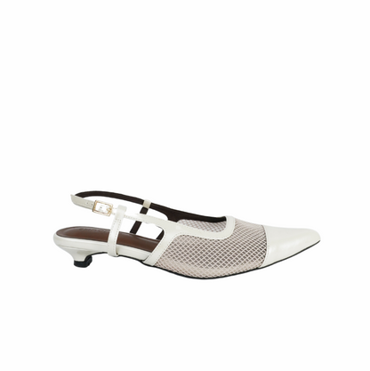 Meredith Mesh Sling Back Heels - Oat