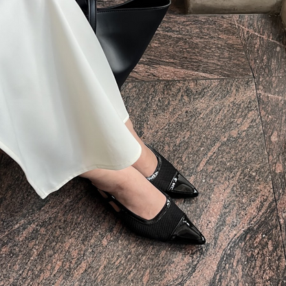 Meredith Mesh Sling Back Heels - Nightfall