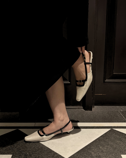 Aubrey Petite-Heel Slingback - Tuxedo Pearl