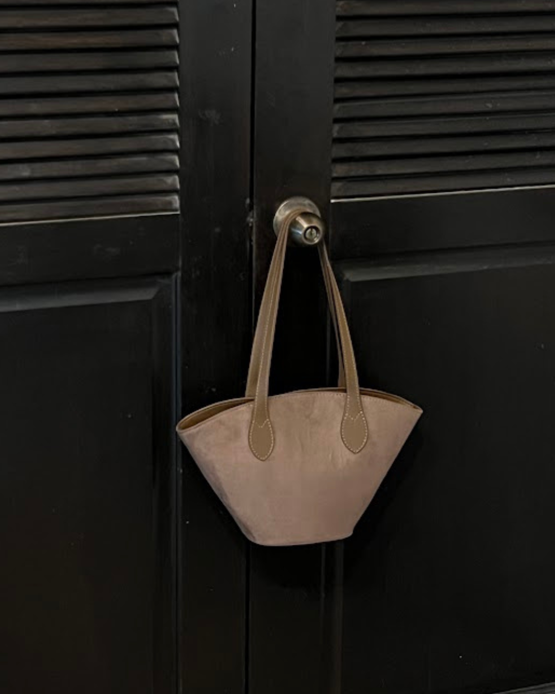 Carolyn Suede Tote Bag - Beige