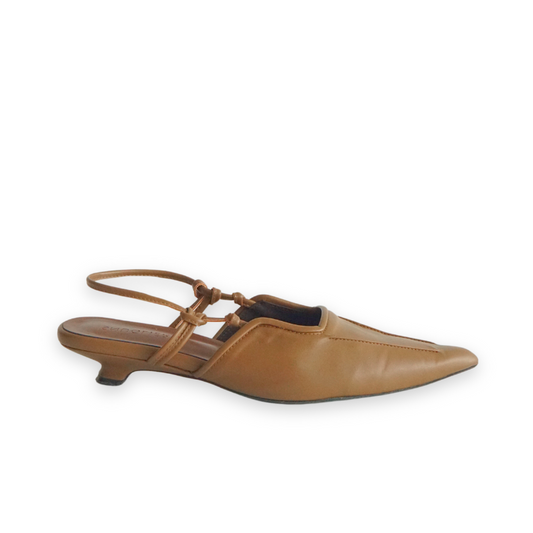 Andrea Knotted Kitten Heels - Caramel