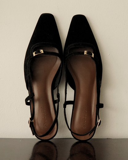Aubrey Petite-Heel Slingback - Sable Noir