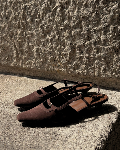 Aubrey Petite-Heel Slingback - Cocoa Suede