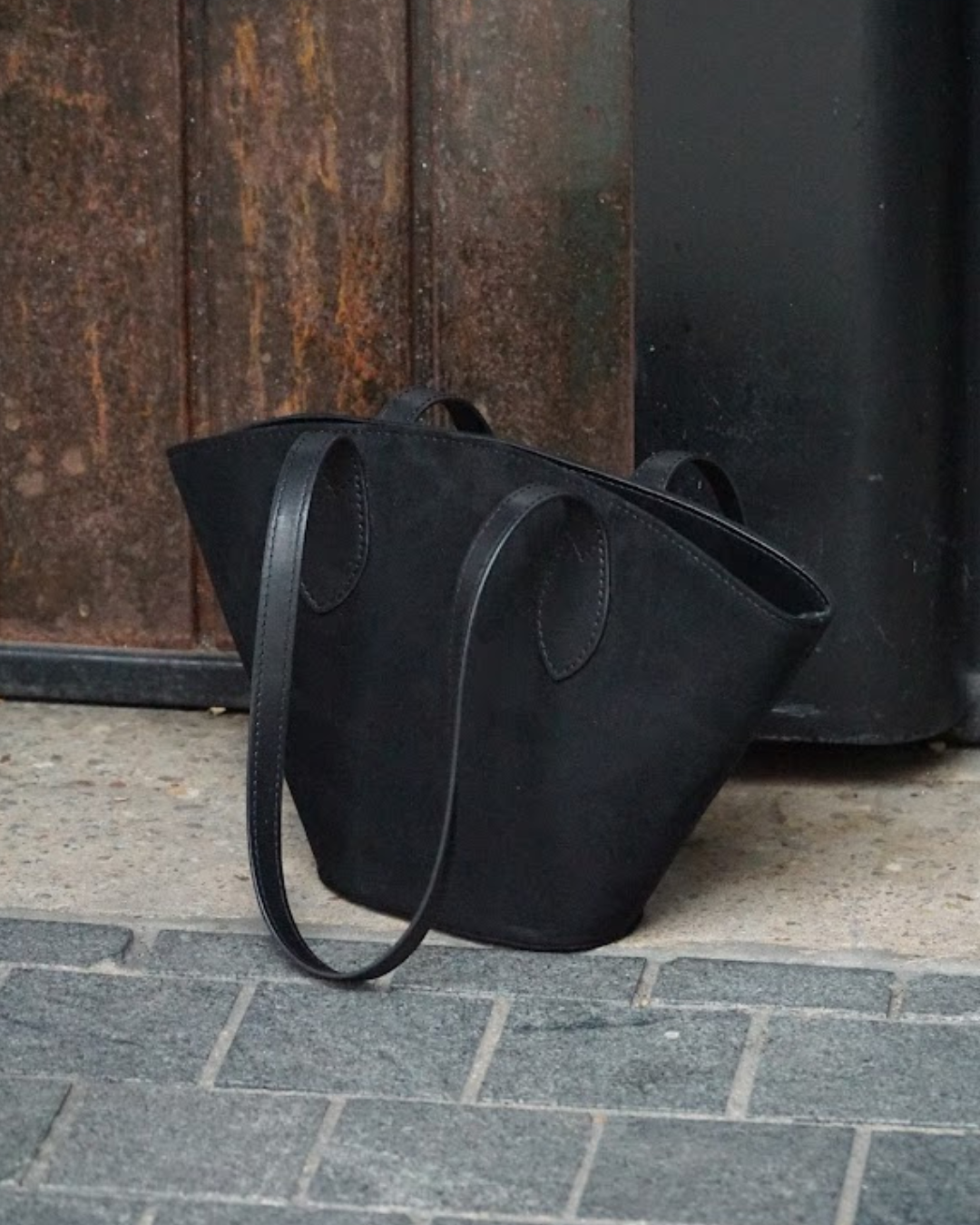 Carolyn Suede Tote Bag - Black