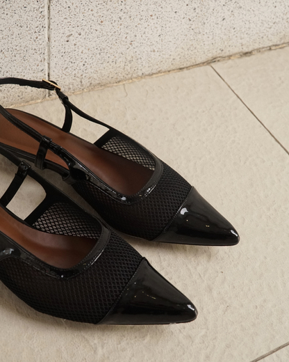 Meredith Mesh Sling Back Heels - Nightfall