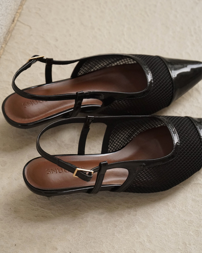 Meredith Mesh Sling Back Heels - Nightfall