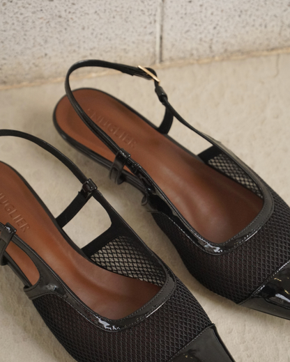 Meredith Mesh Sling Back Heels - Nightfall