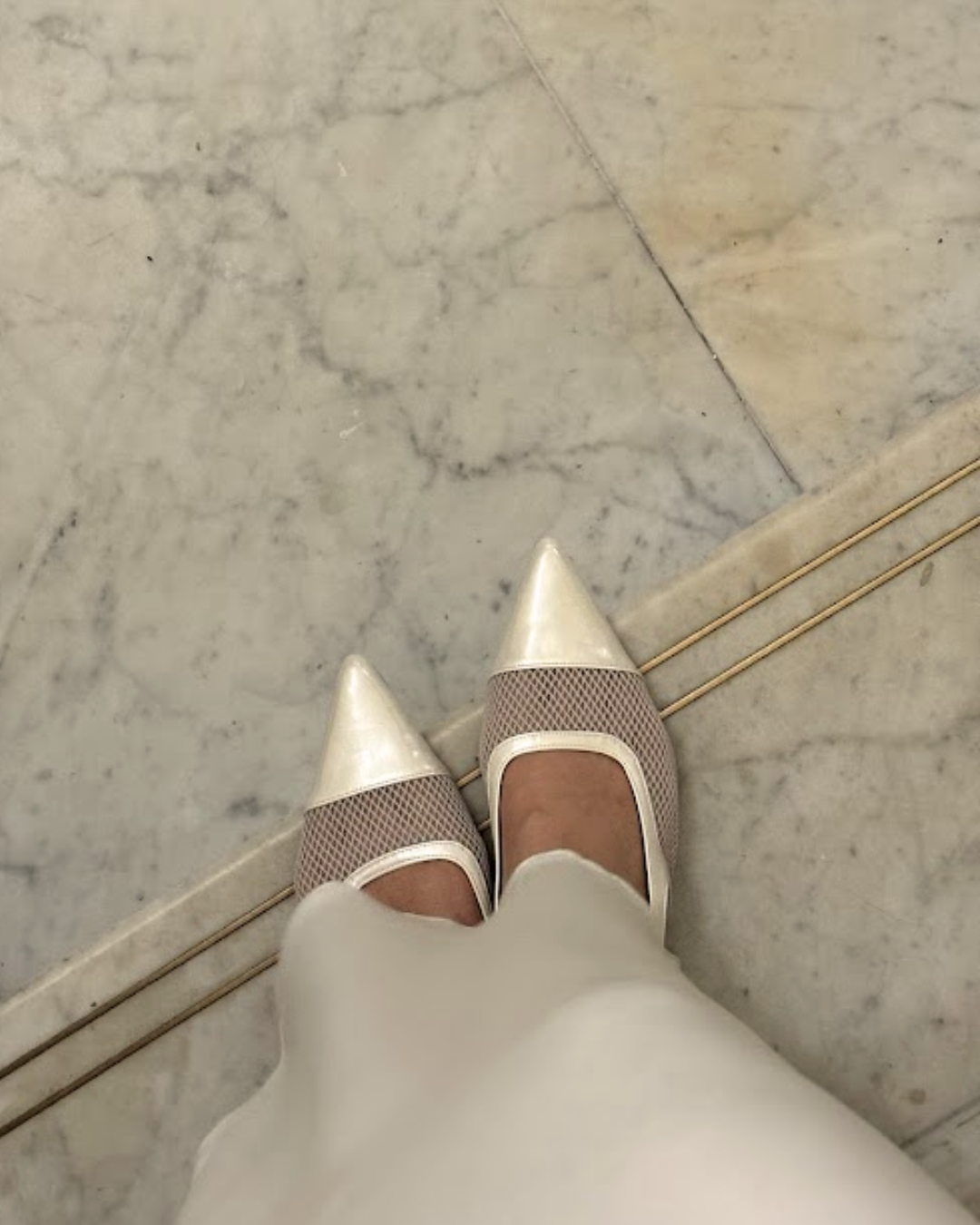 Meredith Mesh Sling Back Heels - Oat