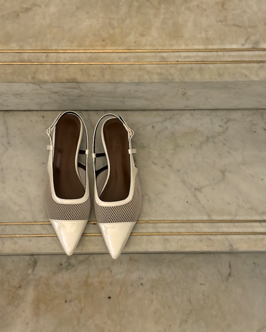 Meredith Mesh Sling Back Heels - Oat