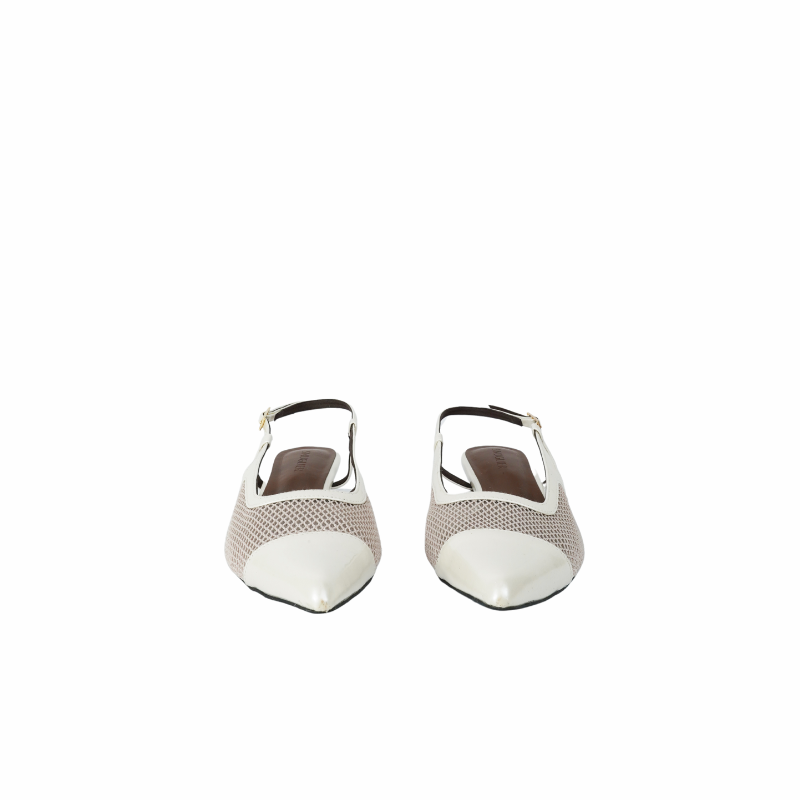 Meredith Mesh Sling Back Heels - Oat