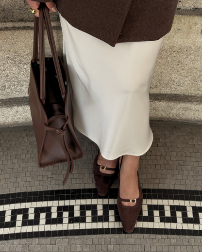 Aubrey Petite-Heel Slingback - Cocoa Suede