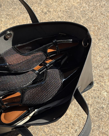 Meredith Mesh Sling Back Heels - Nightfall